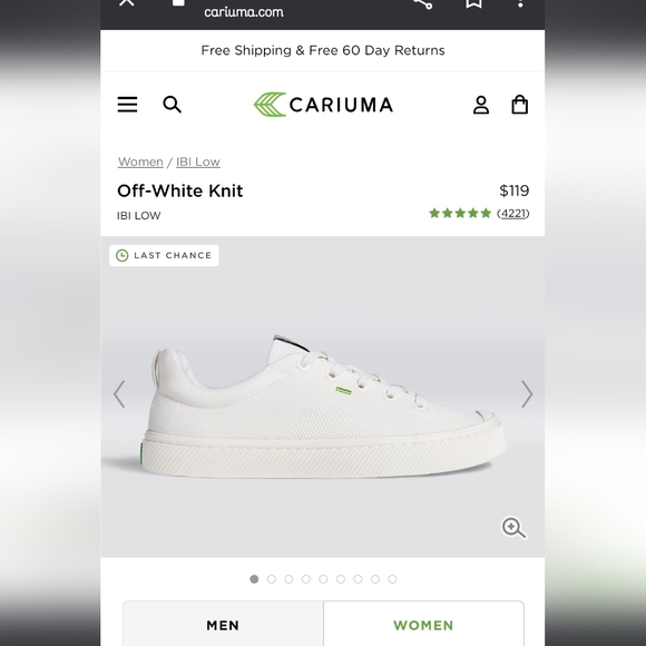 Cariuma IBI low off white knit sneaker Wms sz 9.5 Men's size 8 NIB New - Picture 7 of 16